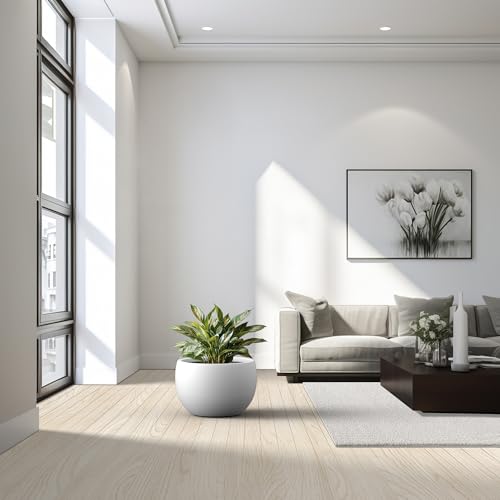 Kante 19.9" Dia Round Concrete Planter, Outdoor/Indoor Large Bowl Plant Pots with Drainage Hole and Rubber Plug for Garden Patio Balcony Home, Pure White - color: Pure White, size: 19.9" d