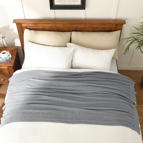 JOOJA Grey Throw Blanket for Bed, Super Soft Knit Blankets, Cozy Fleece Fuzzy Fluffy Plush Chenille Throws Blanket for Couch, Sofa, Light Gray, 60 x 80 inches - color: Grey, size: 60x80
