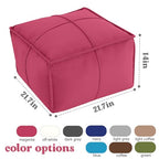 MeMoreCool Stuffed Round Pouf Ottoman Foot Rest, Floor Pouf Foot Stool with Soft Foam Chunk Filling, Small Round Ottoman Footstool Circle Footrest for Living Room - color: Piping Magenta