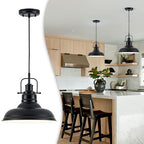 Zlepmlla Famrhouse Pendant Light, Black Pendant Light Fixture with Metal Dome Shade, Adjustable Height Hanging Light for Kitchen Island, Living Room, Bedroom - color: Metal Black