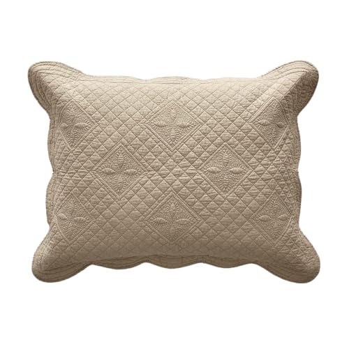 Calla Angel Sage Garden Luxury Pure Cotton Matelasse Quilted Pillow Sham, Standard, 20x26, Coffee - color: Coffee, size: Standard