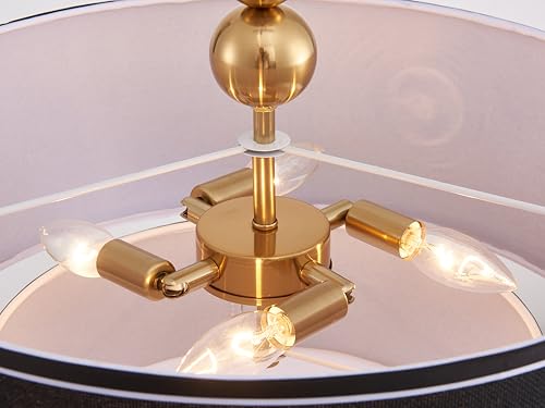 Shrine Lighting Double Drum Chandeliers, Farmhouse Style, Perfect Drum Pendant Light for Dining Room, D20'' x H10'', Adjustable Chains 55'', E12*4 Sockets, Black Linen Fabric Lampshade & Gold Rod - color: Black&Double D20''