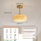 Mid Century Ceiling Light Fixtures Milk Glass Ceiling Lights Round Milk Yellow Shade Gold Brass Semi Flush Mount Ceiling Light Globe Glass Ceiling Lamp for Hallway Dining Room Kitchen - color: Milk yellow-2