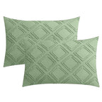 JELLYMONI Pillowcases King Size Light Green 2 Pack Boho Plaid Bed Pillow Covers 20x36in Polyester Envelope Pillow Shams Tufted Bohemian Textured (Pillows are not Included) - color: 02 - Light Green - Grid, size: 36" x 20" (Pack of 2)