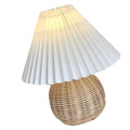 Pleated Table Lamp, Rattan Small Bedside Mini Table Lamp for Bedroom Pleated Table Lamp Handmade Boho Rattan Bedside Lamp Desk Light for Room Desk Entrance 9.4x11.0x5.5in