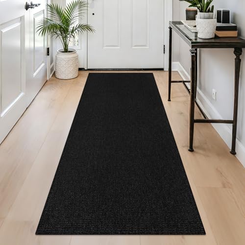 Woven Runner Rug 2x5 Ft Washable Runners Runner Rug for Hallways Cotton Non Slip Rubber Backed Kitchen Runner Braided Indoor Floor Carpet for Entryway Hallway Kitchen Bedroom, Black - color: Black/Dark Grey, size: 2x5