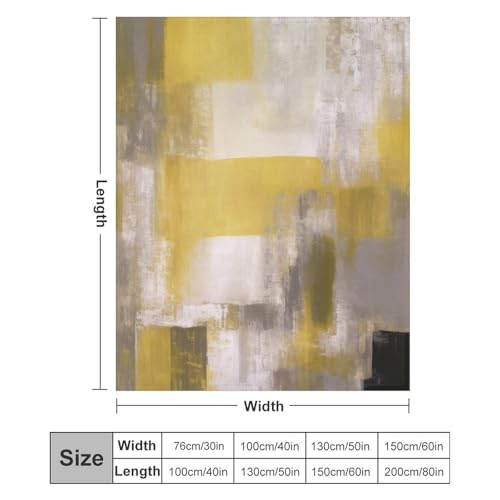 Abstract Gradient Blanket, Modern Fashion Art Yellow Grey Painting Strokes Pattern Soft Warm Cozy Plush Flannel Covers for Livingroom Bedroom Couch Chair Camping Travel Home Decor Tapestry 30x40in - color: Abstract-23, size: 30W" x 40L"