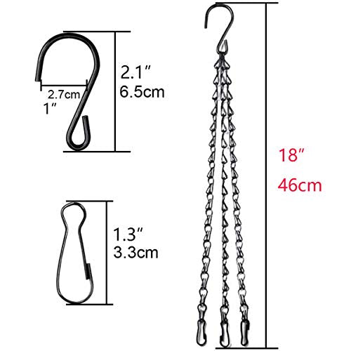 4pcs 18 inch Black Hanging Basket Chain with Hooks Flower Plant Pot Replacement Chain Hanger for Bird Feeders,Planters,Lanterns and Ornaments - size: 18 inch (4pcs)