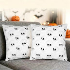 Halloween Throw Pillow Covers 18 in x 18 in, White Jacquard Plush Faux Fur Pillow Cases Embroidered Skull Couch Covers Set of 2 - color: White Skull