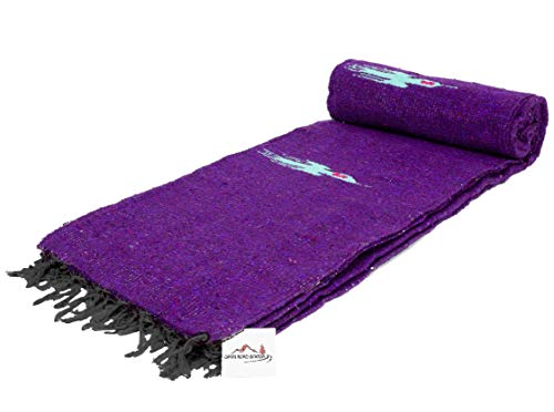 Open Road Goods Mexican Thunderbird Yoga Blanket, Handwoven Throw for Yoga, Meditation, and Home Décor – Versatile Blanket for Beach, Picnic, Camping, or Outdoor Use - color: Dark Purple