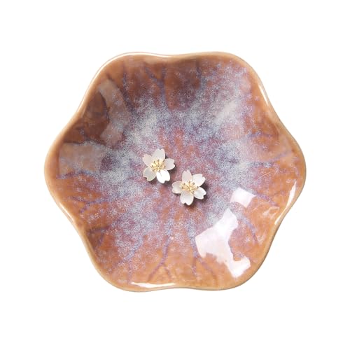 Lotus Leaf Shape Ring Holder Dish, Small Key Bowl, Ceramic Trinket Tray Jewelry Dish Organizing Necklace Earrings for Mom Friend Sister. All Jewelries Are NOT Included. Purple. - color: Purple-Lotus