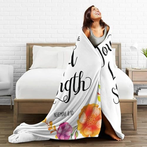 HGOD DESIGNS Biblical Quotes Throw Blanket Joy of The Lord is My Strength Scripture Typography Soft Blankets and Throws 40x50 Inch Caring for Women Men - color: Biblical Quotes, size: 40x50 inch