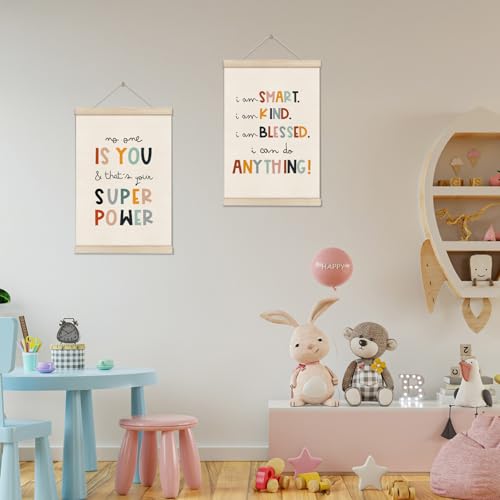 DOI-LANEE Positive Affirmations Wall Decor for Kids, Inspirational Motivation Poset Banner for Office Classroom Playroom Nursery Bedroom, No One Is You Superpower I Can Do Anything, 2 Pack - color: Off-White A04