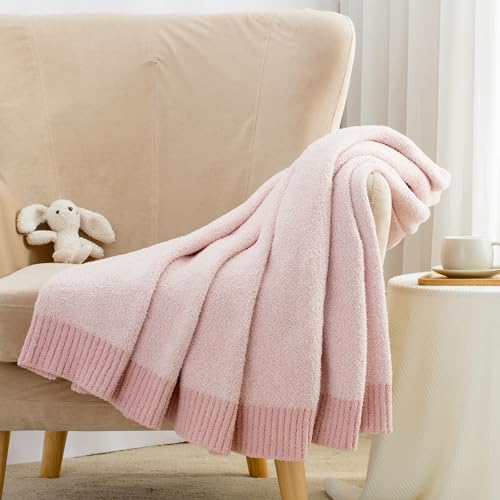 Carriediosa Heather Throw Blanket 60" X 80" Twin, 400GSM Ultra Soft Microfiber Fuzzy Fluffy Reversible Knitted Blankets Cozy Plush Lightweight and Warm Fall Throws for Couch, Bed, Sofa, Dusty Pink - color: Heather - Dusty Pink, size: 60" X 80"