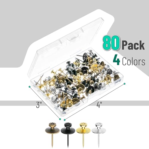 Mr. Pen- Double Headed Picture Hanging Nails, 80 Pack, Mixed Colors, Tacks for Wall Hangings, Pins, Thumb Tacks - color: Black, Bronze, Silver, Gold, size: 80 Pack