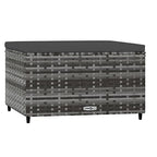 Gray Patio Footrest, Modern Outdoor Ottoman for Garden, Square Poly Rattan Woven Finish, Adjustable Feet, Weather-Resistant, 21.7 in. Wide Lounge Pouf