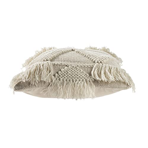 LR Home 20" x 20" Inches Tribal Cotton Blend Throw Pillow Covers For Home Decor | Shabby Chic Boho Cushion Covers For Throw Pillows | Perfect For Living Room Couch & Bedroom Decorations | Natural - color: Natural, size: 20" x 20" (Pack of 1)