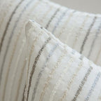 Set of 2 Multicolor Candlewick Striped Boho Throw Pillow Covers, Textured Cotton-Linen Woven Pillow Covers for Couch and Bed - 18"x18", Cream