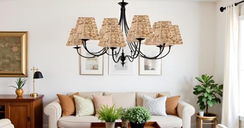 Aspen Creative 51004 Empire Clip On Chandelier Water Hyacinth Lamp Shade, 3" Top x 6" Bottom x 4-3/4" Slant Height - color: Water Hyacinth