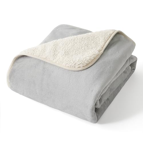 Bedsure Waterproof Dog Blankets for Small Dogs - Small Cat Blanket Washable for Couch Protection, Sherpa Fleece Puppy Blanket, Soft Plush Reversible Throw Furniture Protector, 25"X35", Light Grey - color: Light Grey, size: S(25x35")
