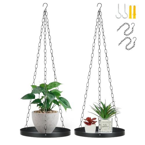 Shinehola 2 Pack Hanging Planters for Indoor Outdoor Plants 9", Plant Hanger Indoor | Metal Hanging Plant Holder, Hanging Planter Shelf, No Plant/Pot Included - size: 1-Tier