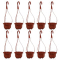 YARNOW Hanging Planters 10 Pack, 3.5 Inch Plastic Plant Pots with Drainage Holes and Hooks for Indoor Balcony Patio Garden