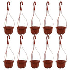 YARNOW Hanging Planters 10 Pack, 3.5 Inch Plastic Plant Pots with Drainage Holes and Hooks for Indoor Balcony Patio Garden