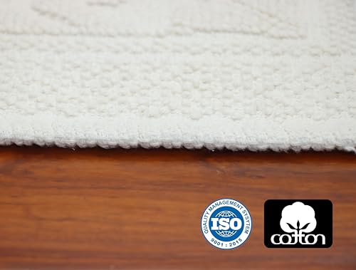 COTTON CRAFT Woven Area Rug - 2 Pack Cotton Jacquard Textured Rug - Boho Farmhouse Rustic Throw Rug with Fringe - Machine Washable Accent Mat for Bedroom Living Room Entryway Nursery - 20x32 - White - color: White - 2 Pack, size: 1'8" x 2'8" (Rectangular)
