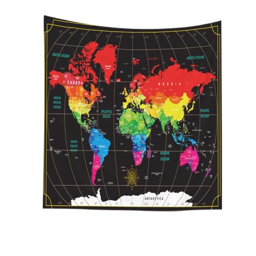 CAPSCEOLL Map Tapestry Black Travel Old Map Tapestry Tapestries Wall Art Hanging for Halloween College Decor 50X60 Inches,Black Red - color: Black Red, size: 50"L x 60"W