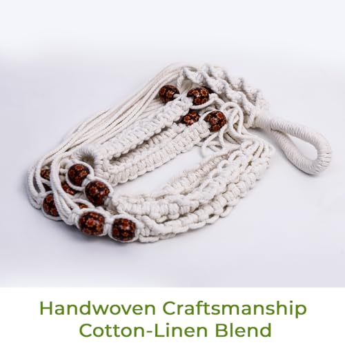 Macrame Plant Hangers for Indoor Plants, 2 Pack 35 Inch Cotton Rope Hanging Planter Holders with Floral-Patterned Beads and Hooks, Fits 4-15 Inch Pots, Ivory - color: Ivory