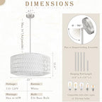 23 inch White 5 Light Rattan Light Fixture Woven Pendant Lights Rattan Farmhouse Chandeliers Fabric Shade Boho Chandelier for Dinning Room Kitchen - color: 23"-White-Prism