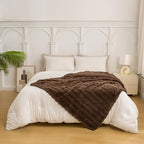 YUSOKI 3D Fleece Bubble Throw Blanket | 380GSM Ultra Soft Fluffy Plush | Non-Shedding Lightweight Cozy Blanket for Couch Sofa Bed | All Season(Brown,50 * 60inches) - color: Brown, size: Throw(50" x60")