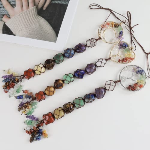 Handmade Crystal Window Car Hanging Ornaments 7 Chakra Home Decoration Feng Shui Ornament Yoga Meditation Car Decoration Tumbled Palm Stones Christmas Decorations Ornaments (Style 5) - color: A-style 23