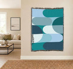 Pure Country Weavers Bauhaus Blue Waves Blanket - Mid Century Modern - Gift Tapestry Throw Woven from Cotton - Made in The USA (72x54) - color: Bauhaus Blue Waves, size: 72x54