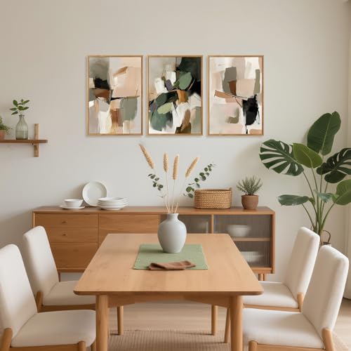 CHDITB Modern Abstract Framed Canvas Wall Art, Minimalist Neutral Wall Decor, Mid Century Poster, Wabi Sabi Painting, Earth Tone Boho Geometric Art Print for Living Room Bedroom Office Decor 12”X16”x3 - color: Abstract B