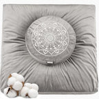 Hihealer Meditation Cushion, Traditional Tibetan Meditation Pillow Velvet Cover - Large Floor Cushion Seating for Adults - Yoga Buckwheat Bolster for Women、Moms - color: Sliver Grey(set)