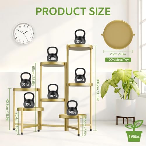 iDavosic.ly 7 Tier Large Plant Stand Indoor, 10 Inch Wide Tall Corner Metal Plant Stands Outdoor for Multiple Plants, Folding Tiered Flower Display Holder Rack Shelf, Gold - color: Gold, size: 7 Tiers