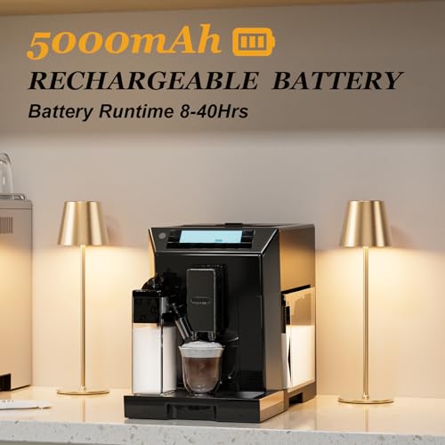 Kakanuo Cordless Table Lamp Rechargeable Gold - KK 4 Pack Battery Operated Lamp for Dining Table, 3 Color Stepless Dimming Wireless Lamp for Counter, Outdoor Patio, Touch Control - color: Gold 1, size: 4 Pack 14in - Down Light