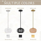 Black Mini Rattan Pendant Light Rattan Light Fixture Wicker Chandelier Woven Pendant Light Boho Chandelier for Bedroom Kitchen Island - color: 8.7" Black
