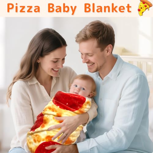 CASOFU Baby Pizzas Swaddle Blanket, Funny Blankets Gag Gifts for Baby Shower Boy Girl Toddler Newborn, 285 GSM Soft Flannel Food Novelty Blanket White Elephant Gifts for Toddler (Flaming, 36 inches) - color: Flaming, size: 36 inches