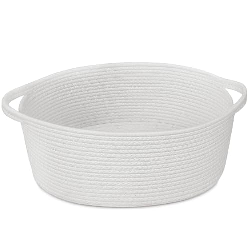 Goodpick White Rope Baskets for Gifts Empty, Decorative Basket for Baby Shower Gifts, Woven Storage Baskets for Bathroom, Toy Basket with Handles for Nursery Kids, 13.6"x 10" x 6" - color: White, size: 13.6x10x6 Inch (Pack of 1)