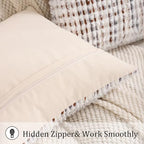 LUOYEHK Boho Throw Pillow Covers 26x26 Inch Set of 2 Chenille Tufted Pillowcase Farmhouse Neutral Cushion Covers for Couch Sofa Bed Living Room, Brown White - color: Brown White, size: 26" x 26" (Pack of 2)