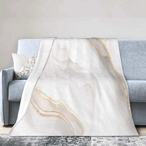 Grey and Golden Throw Blanket for Couch Chair Sofa Bed, Flannel Soft Abstract Modern Marble Print Luxury Stripe Seasonal Warm Cozy Botanical Blanket for Bedroom Living Room Car All Season 30"x 40" - color: Marble05, size: 30X40 inch