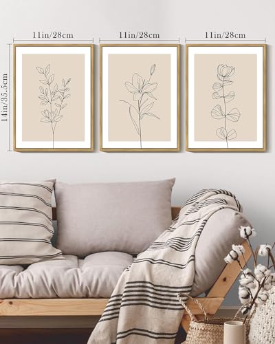 Drsoum Flower Bouquet Framed Retro Wildflower Botanical Pictures Prints Minimalist Modern Nature Plant Floral Rustic Artwork Bedroom Hallway Ready to Hang 11x14in Natural Framed - color: Vintage Dark Moody Flower, size: 14L" x 11W", Natural Framed