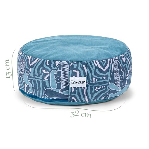 Zaveur Royal Court Zafu Meditation Cushion - 18" Round Yoga Bolster Pillow with 100% Cotton Filling and Canvas Cover - Premium Floor Pillow for Meditation - Yoga Cushion for Sitting on Floor - Green - color: Green