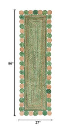 SAFAVIEH Cape Cod Collection 2' 3" x 8' Green / Natural CAP201Y Handmade Boho Braided Jute & Cotton Entryway Foyer Living Room Bedroom Kitchen Runner Rug - color: Green/Natural, size: 2'3" x 8' (Runner)