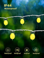 12FT Pineapple String Lights – 20 LED Warm White Tropical Fairy Lights, UL Certified, IP44 Waterproof for Tiki Bar, Luau, Patio & Christmas - color: Yellow/white