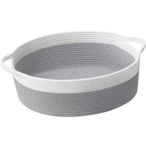 Goodpick Rope Baskets for Gifts Empty, Decorative Storage Baskets for Nursery, Woven Gift Basket for Baby Shower, Dog Toy Basket with Handles for Living Room, 13.6"x 10" x 6", Gray - color: Gray, size: 13.6x10x6 Inch (Pack of 1)