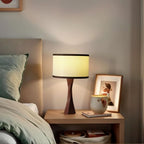Boho Table Lamps for Bedrooms Set of 2-13" Wooden Spiral Base & Linen Shade - 3 Color Temps (2500K-4500K) LED Bulbs Included - for Bedroom, Office, Dorm, Nursery