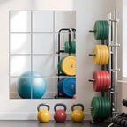 Ruomeng Home Gym Mirror Tiles - 10" x 10" x 12Pcs Full Length Mirror Tiles Glass Frameless Wall Mirror for Home Gym, Bedroom, Door & Bathroom - size: 10"x10"-12pcs